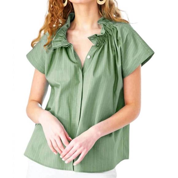 FINLEY Tops - NEW FINLEY jenny striped ruffle top in olive